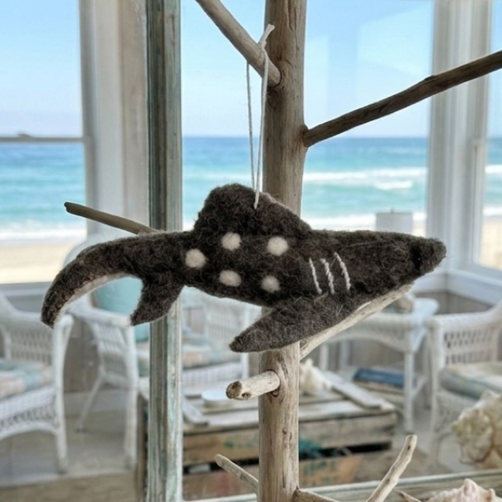 Handmade Felt Shark Plush - Gray with White Spots